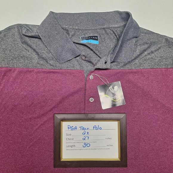 PGA Tour Polo Shirt Collared Short Sleeve Golf Country Club‎ Athletic Mens 2X - Picture 6 of 7
